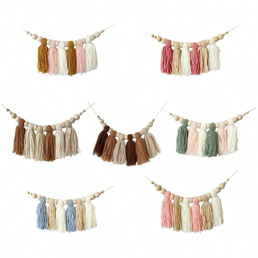 Baby Nursery Garland - Guirnalda de borlas de algodón bohemio,
