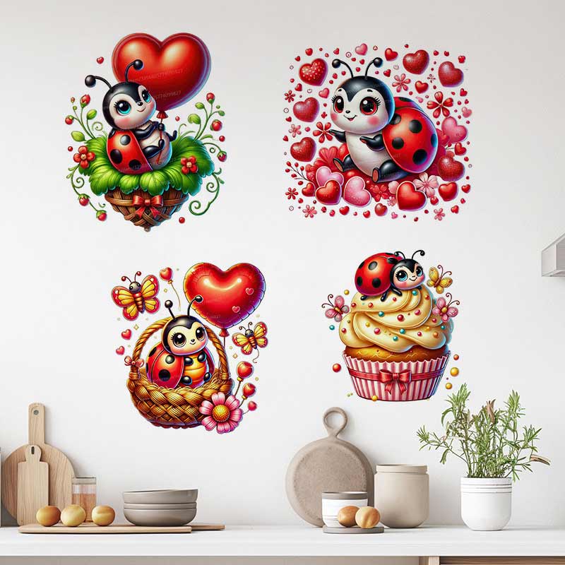 Baby Nursery Mural Wallpaper - Pegatina de pared de mariquita bonita,