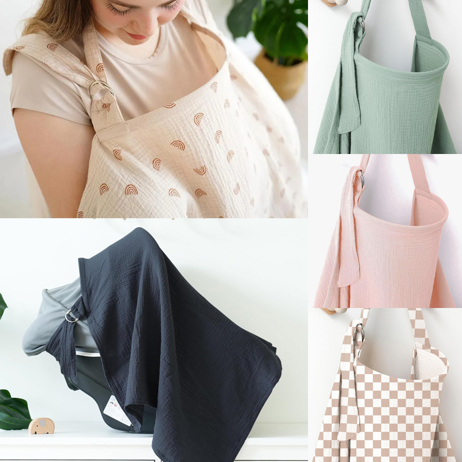 Nursing Cover Breastfeeding - Cubierta de muselina para lactancia, portátil,