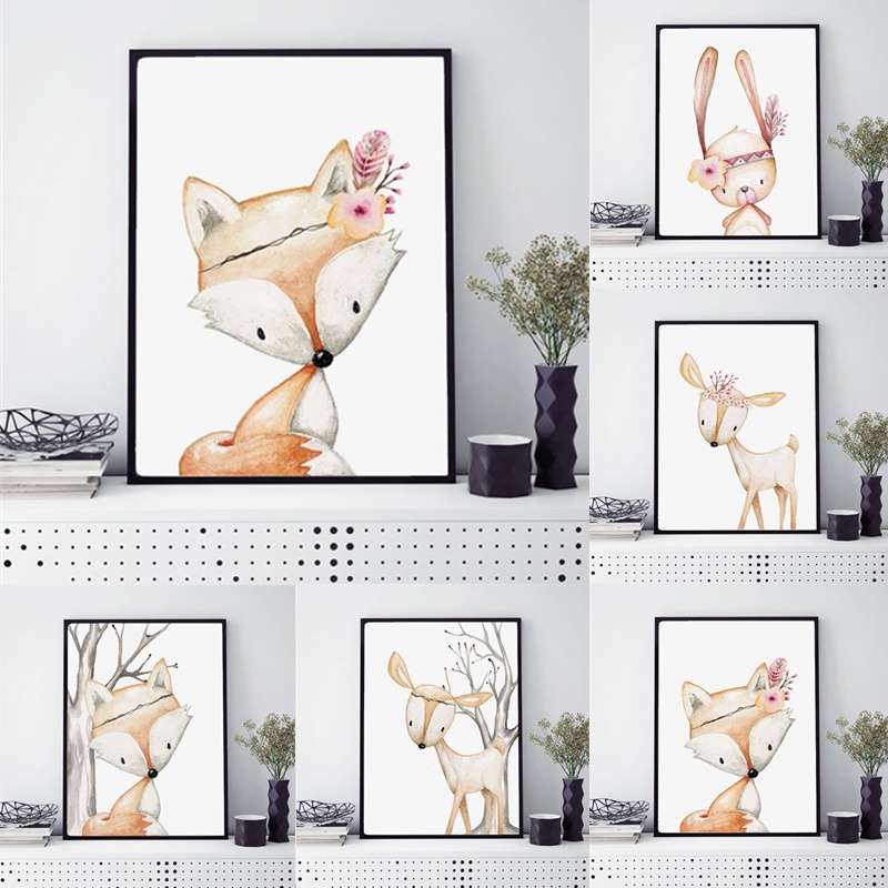 Baby Nursery Animal Pictures - Póster de conejo de dibujos animados,