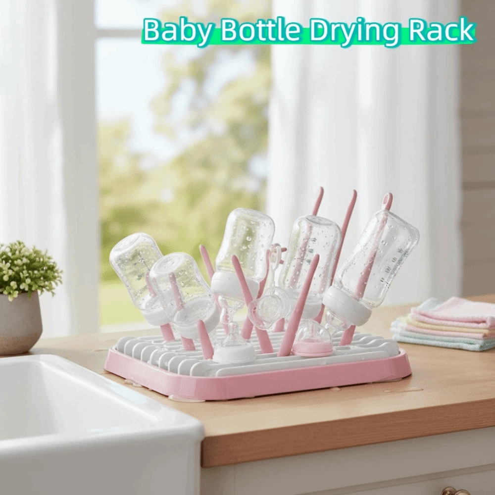 Baby Nursery Essentials - Estante de secado de biberones plegable,
