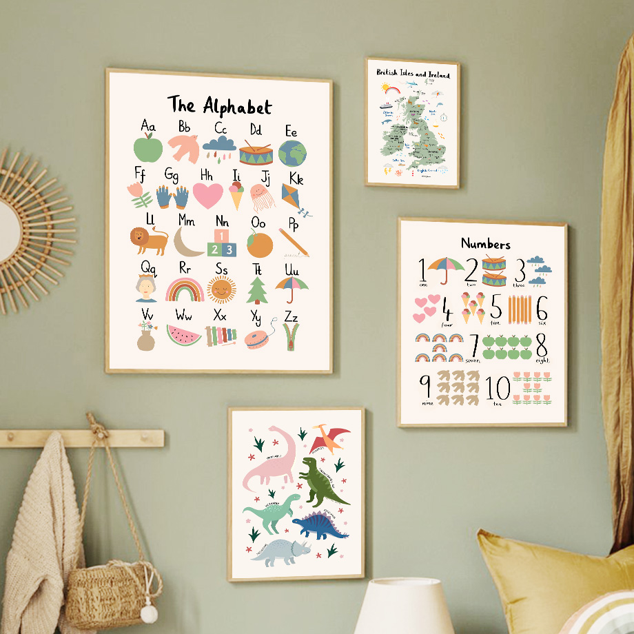 Baby Nursery Animal Pictures - Mapa del mundo animal, alfabeto de