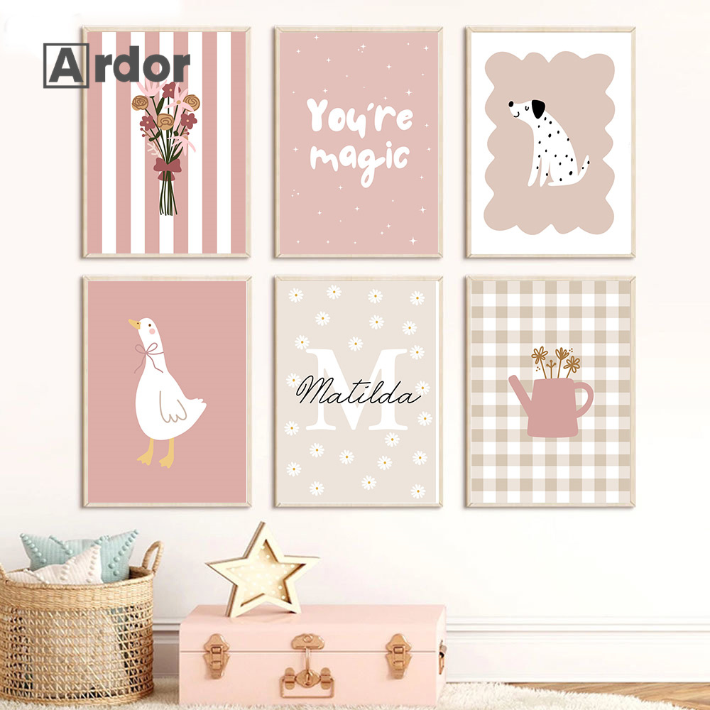 Baby Nursery Vase - Póster de pato con flor de