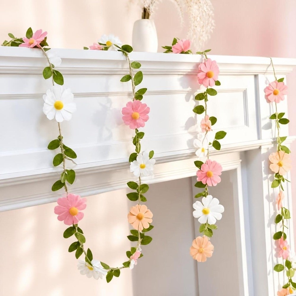 Baby Nursery Garland - Guirnalda de margaritas de fieltro de