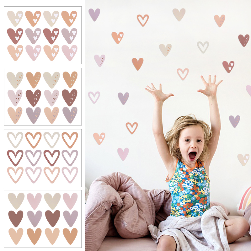 Baby Nursery Mural Wallpaper - Pegatina de pared de corazones encantadores