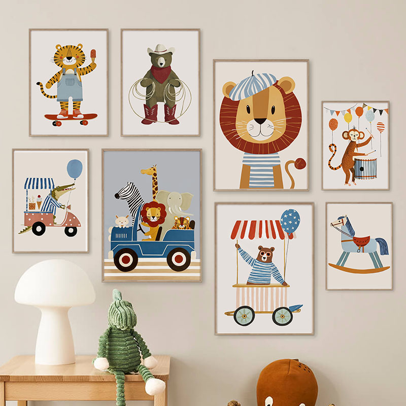 Baby Nursery Animal Pictures - Divertidos Cuadros de Dibujos Animados de