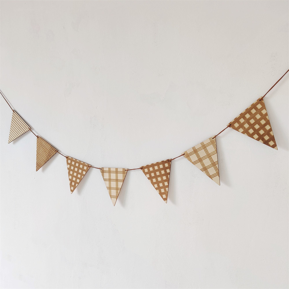 Baby Nursery Garland - Bandera triangular de madera nórdica para