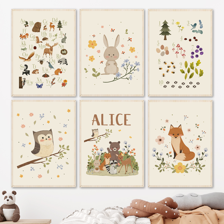 Baby Nursery Animal Pictures - 1 pieza de arte de pared