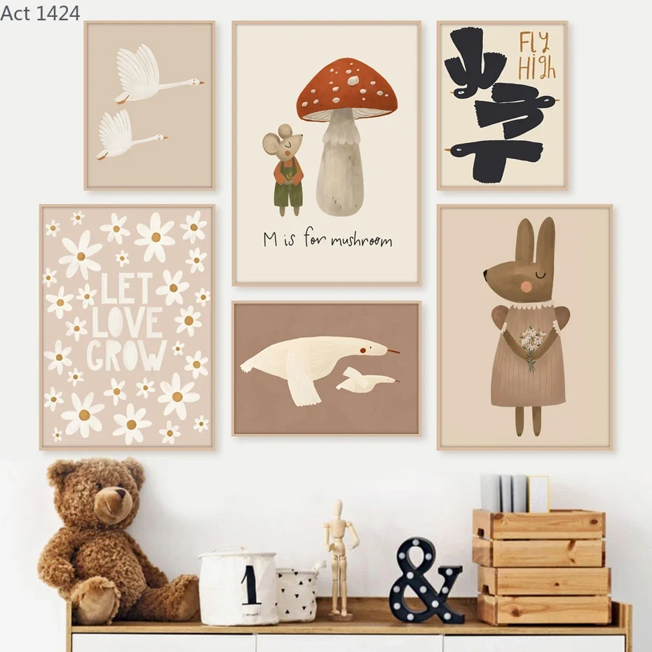 Baby Nursery Picture Frames - Pósteres Boho de Dibujos Animados de