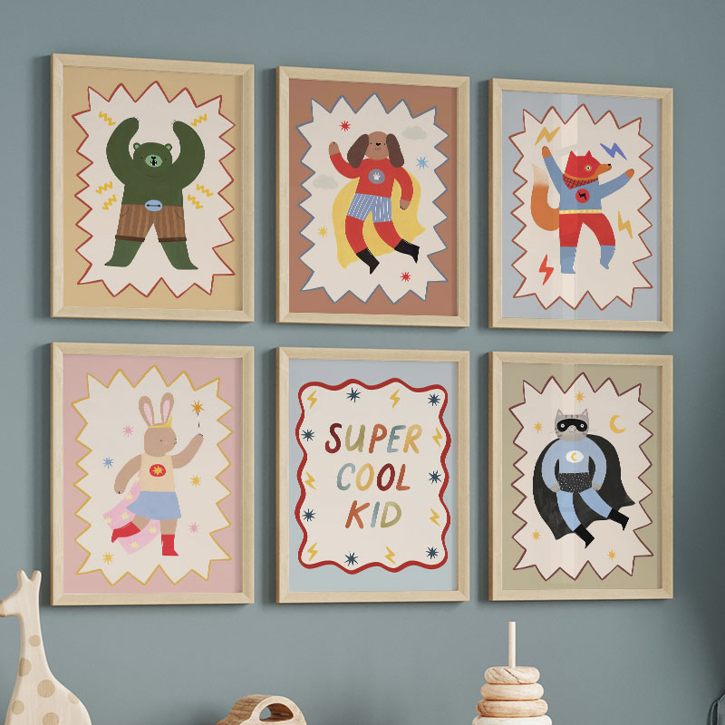 Baby Nursery Animal Pictures - Divertidos dibujos animados, arte de pared