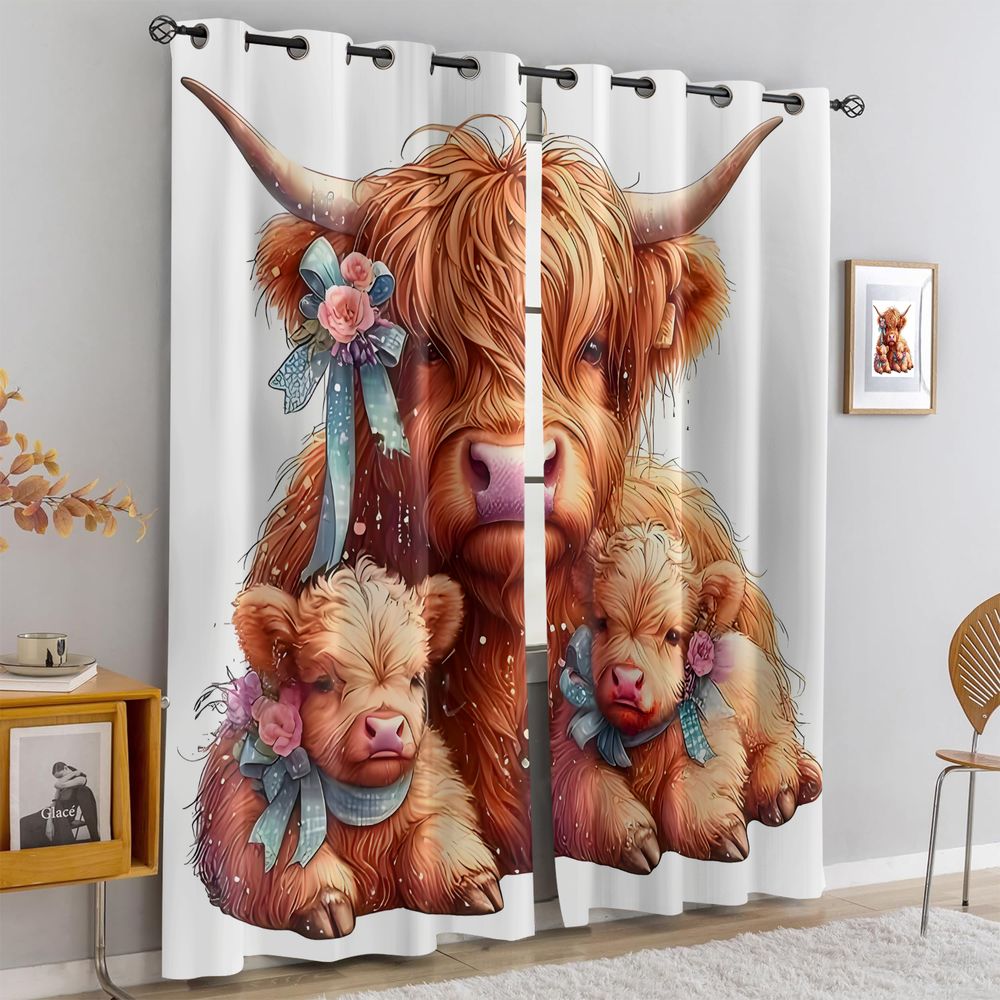 Baby Nursery Light Shade - Cortinas con Estampado de Vacas Highland,