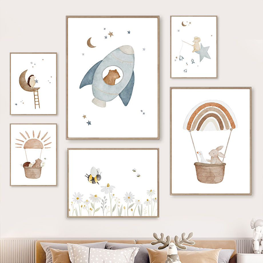 Baby Nursery Animal Pictures - Arte de pared de animales de