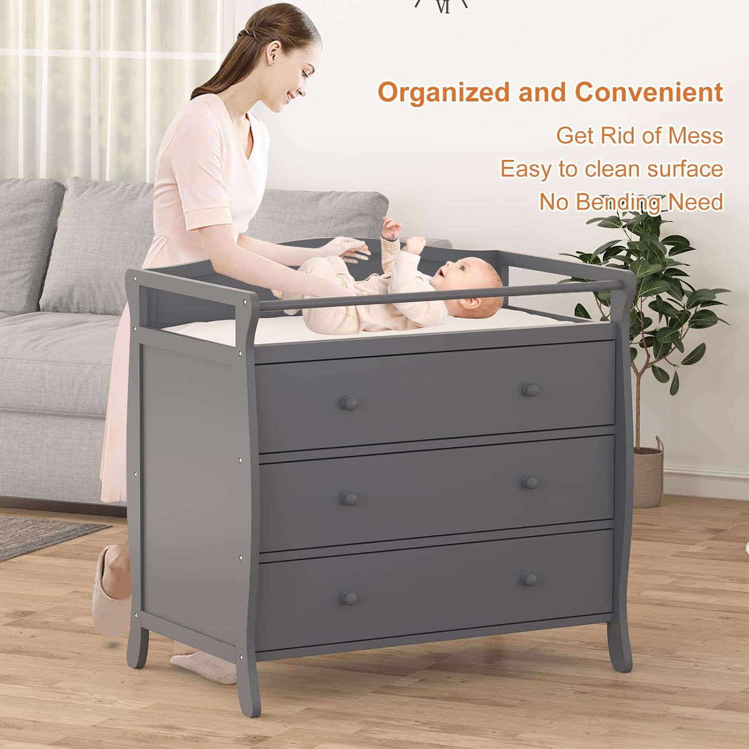 Cambiador de bebé de 3 cajones - Baby Nursery Table reseña y precio