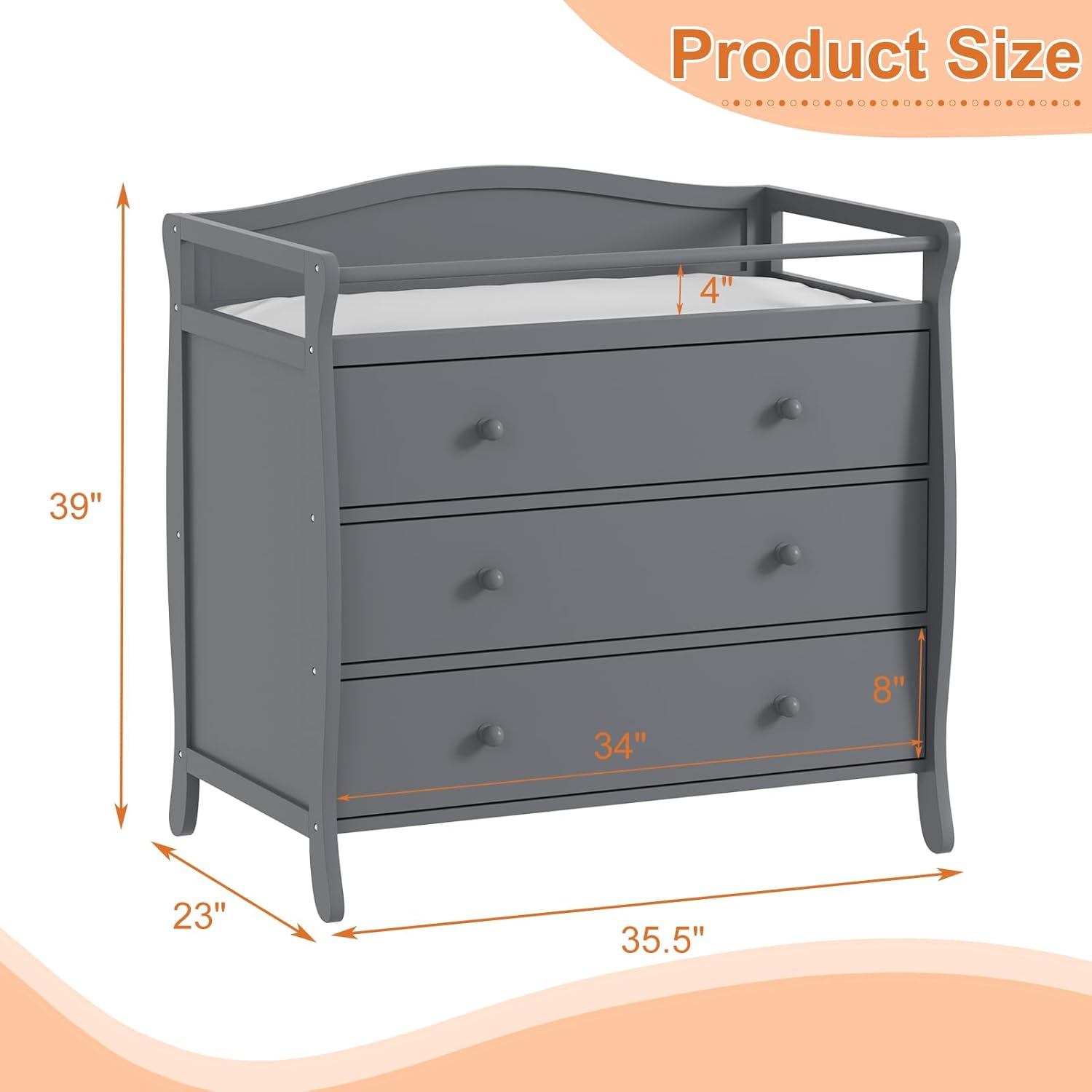 Cambiador de bebé de 3 cajones - Baby Nursery Table reseña y precio