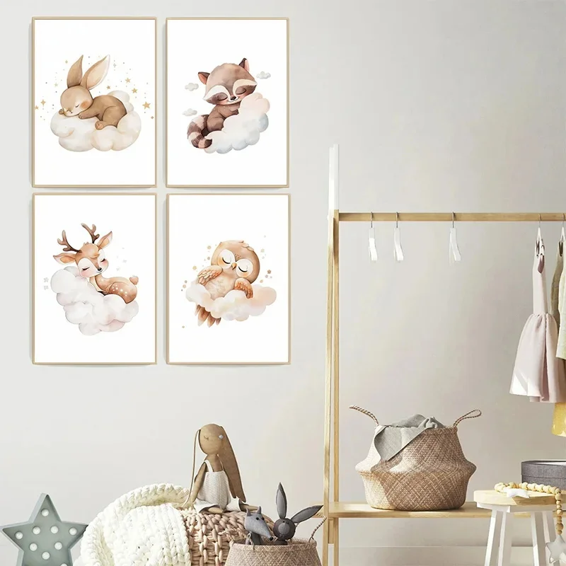 Pintura en lienzo de animales  - Baby Nursery Animal Pictures reseña y precio