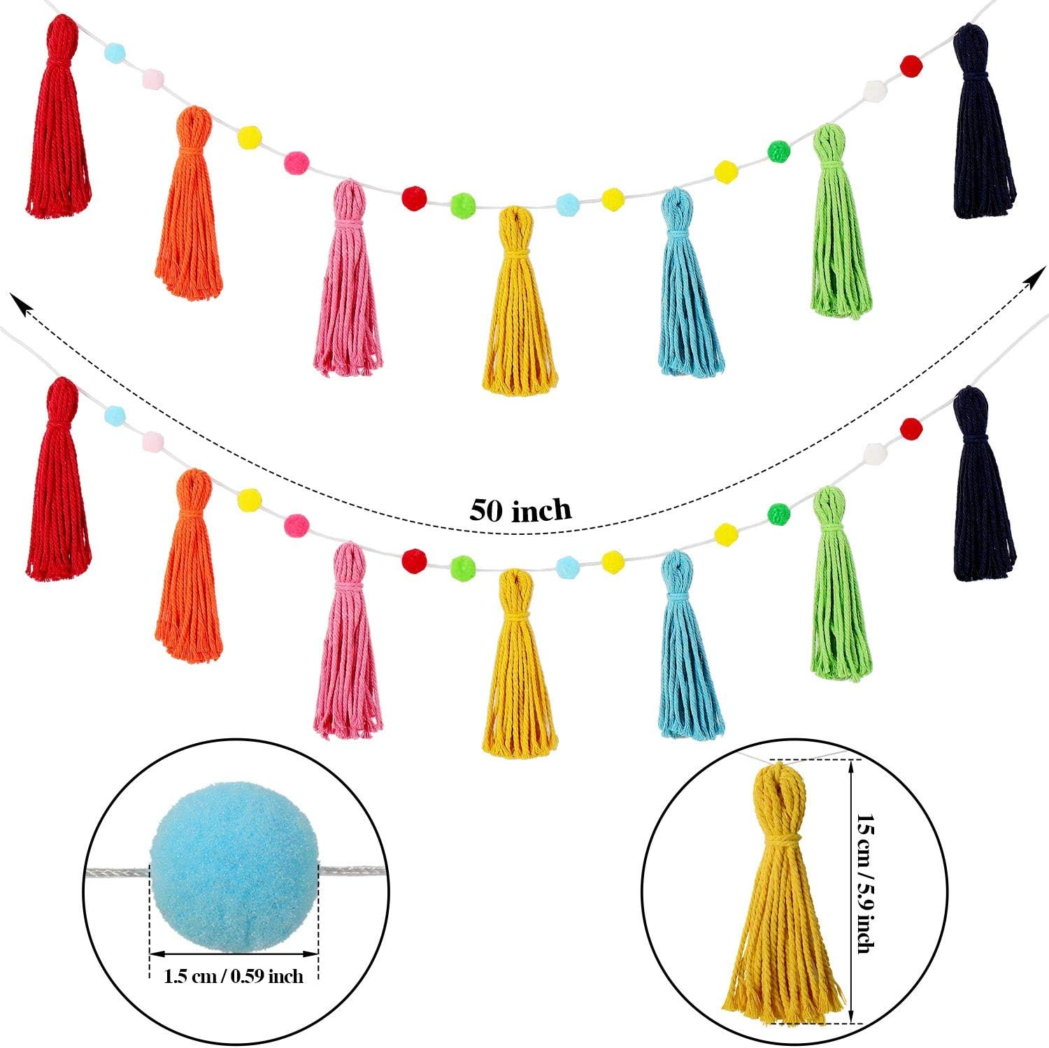 3 uds colorido Arco Iris Boho  - Baby Nursery Garland reseña y precio