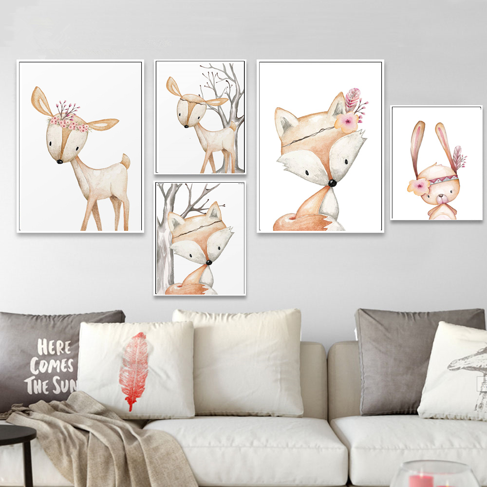 Póster de conejo de dibujos an - Baby Nursery Animal Pictures reseña y precio
