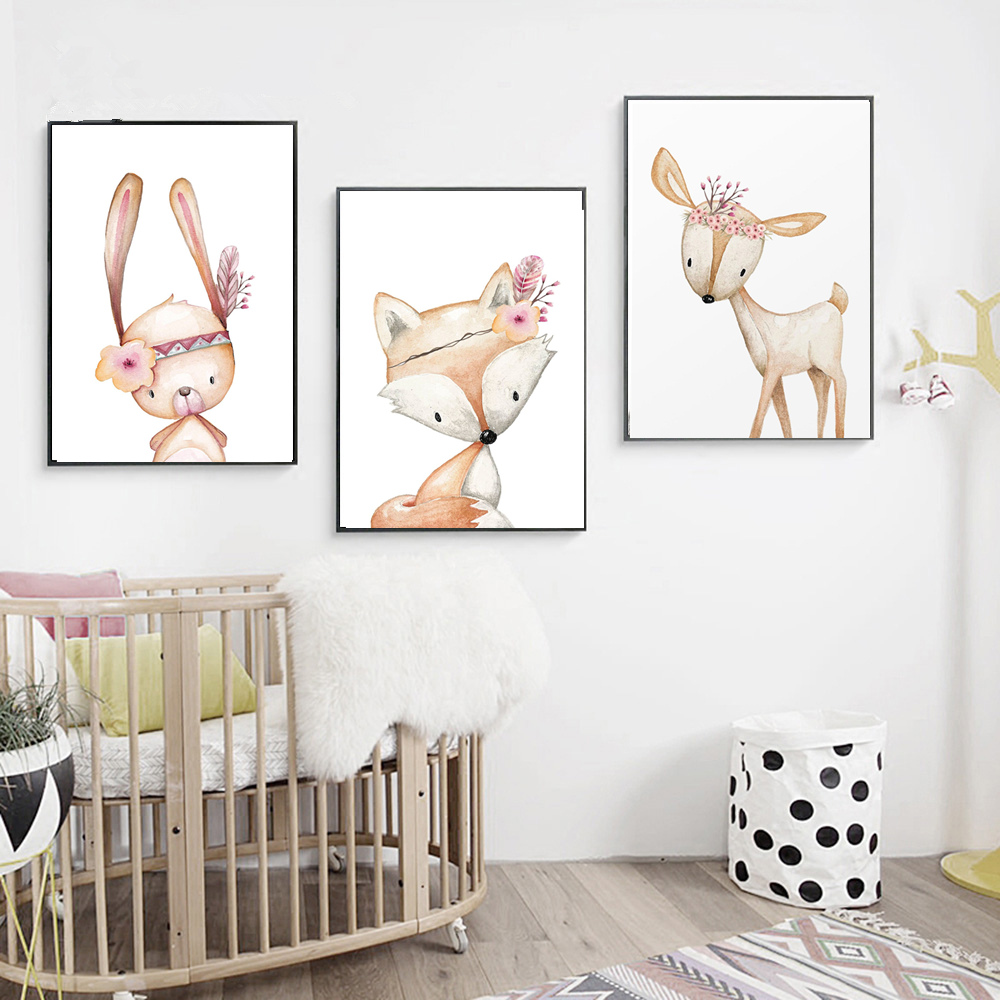 Póster de conejo de dibujos an - Baby Nursery Animal Pictures reseña y precio