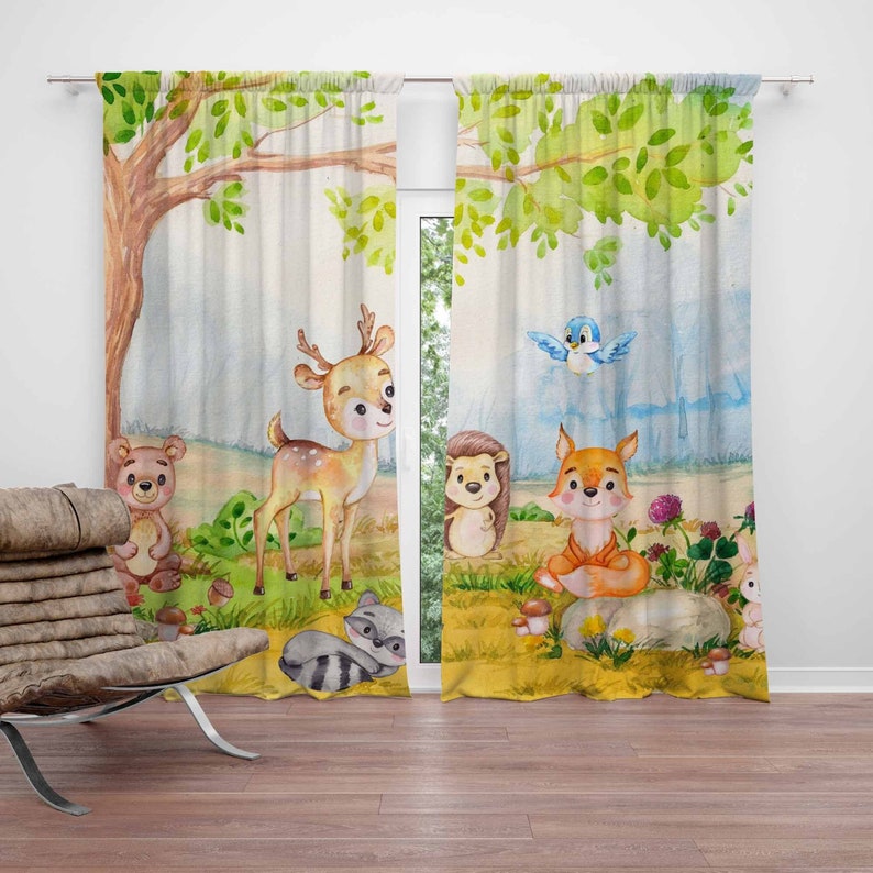Cortinas de animales del bosqu - Baby Nursery Youtube reseña y precio