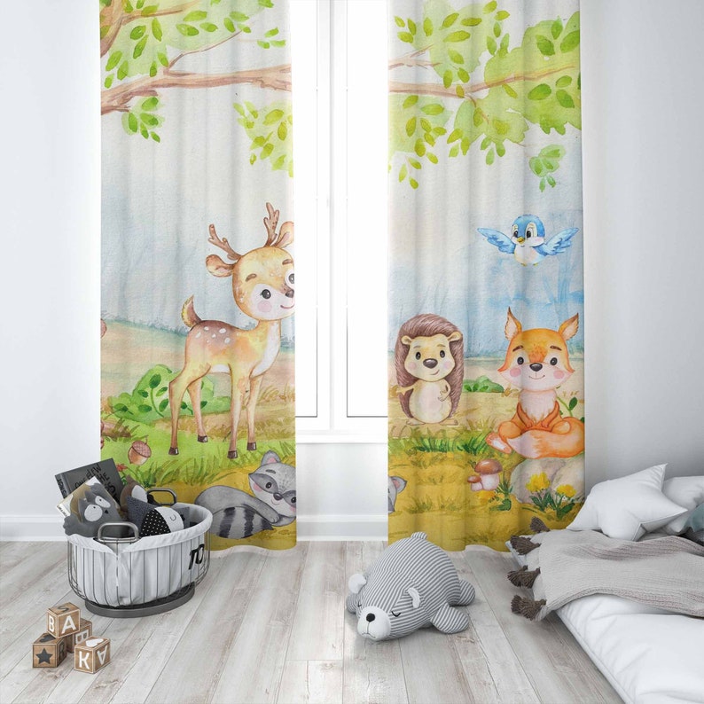 Cortinas de animales del bosqu - Baby Nursery Youtube reseña y precio