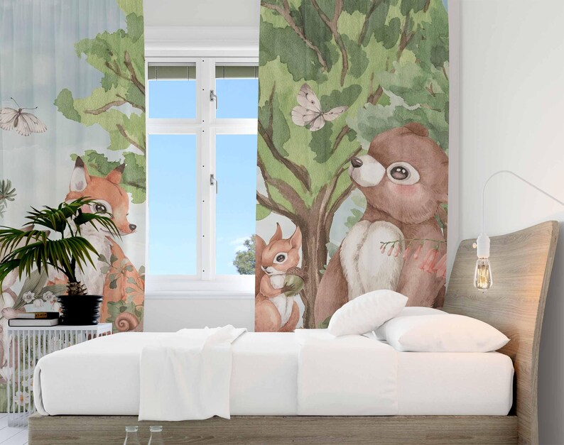Cortinas de animales del bosqu - Baby Nursery Youtube reseña y precio