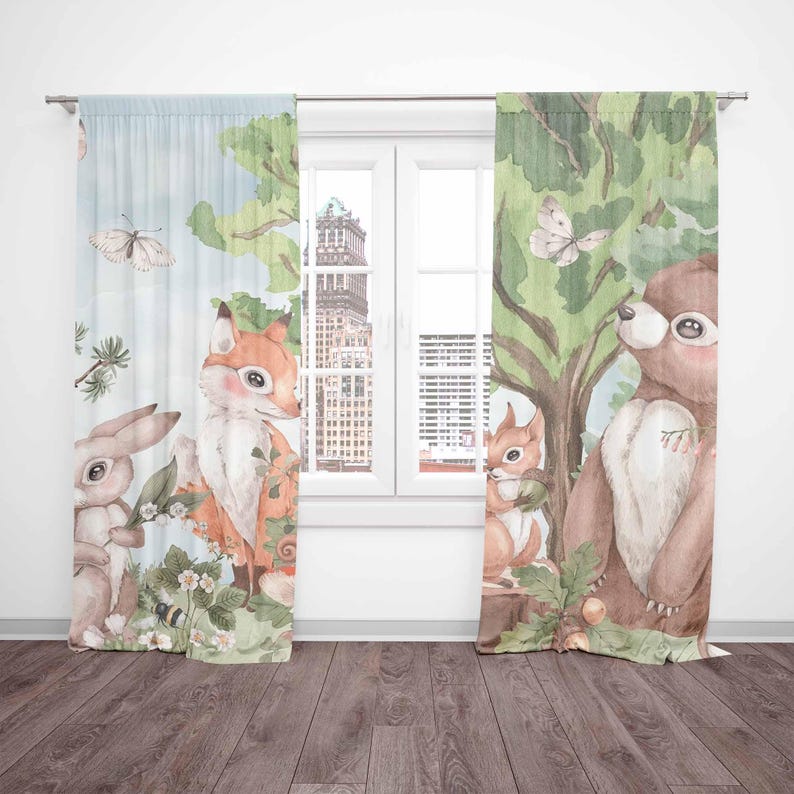 Cortinas de animales del bosqu - Baby Nursery Youtube reseña y precio