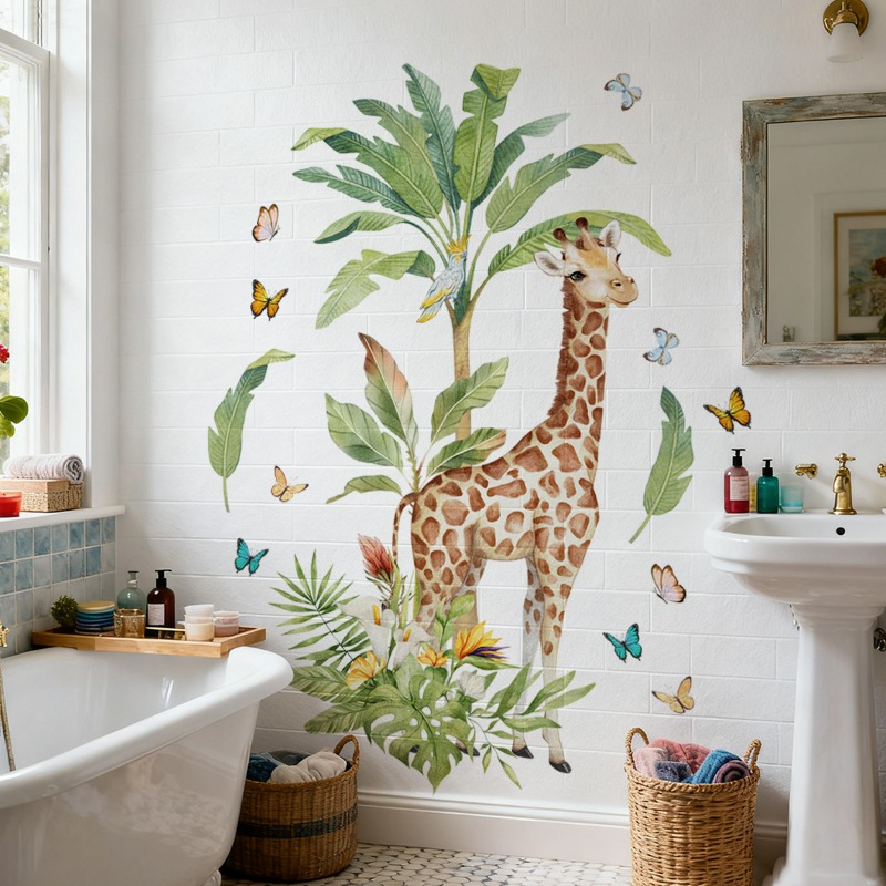 Pegatina de pared de jirafa de - Baby Nursery Mural Wallpaper reseña y precio