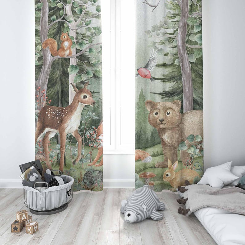 Cortinas de animales del bosqu - Baby Nursery Youtube reseña y precio
