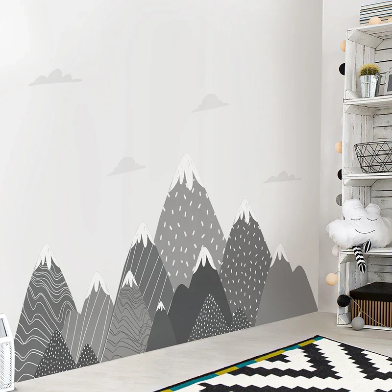 Papel pintado de montañas gris - Baby Nursery Mural Wallpaper reseña y precio