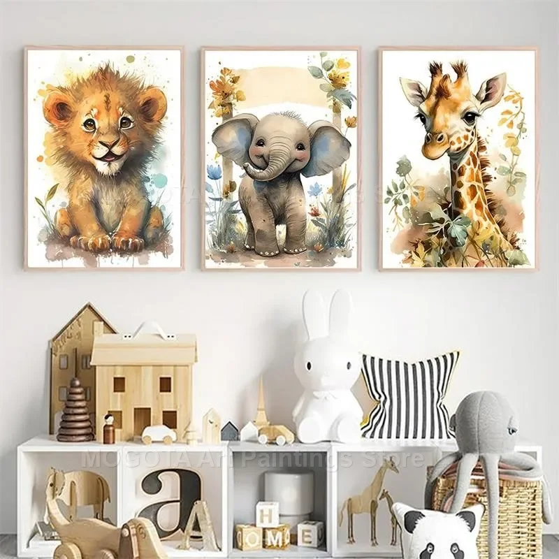 Acuarela León jirafa Tigre ele - Baby Nursery Animal Pictures reseña y precio