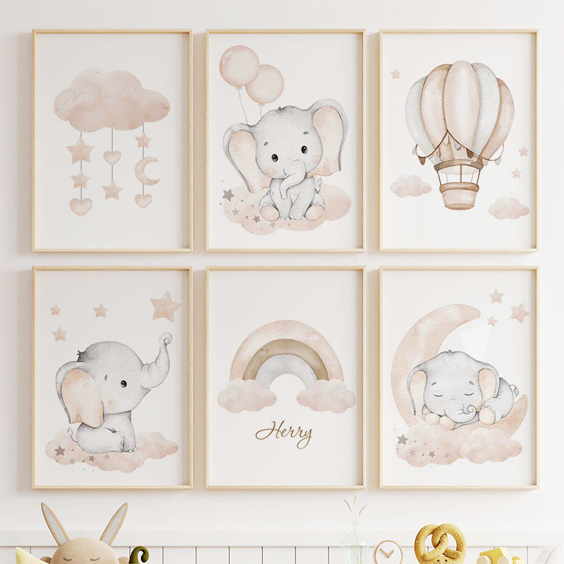 Lindo elefante globo caliente  - Baby Nursery Animal Pictures reseña y precio