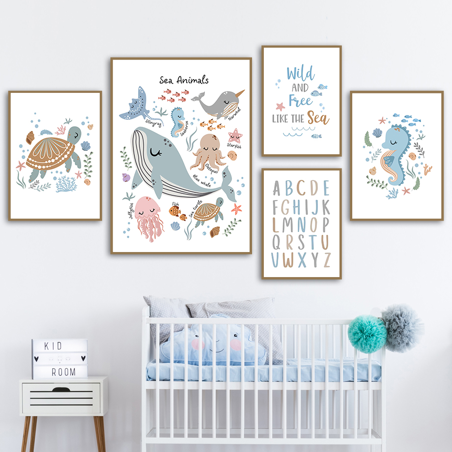 (Sin marco) Animales del océan - Baby Nursery Picture Frames reseña y precio