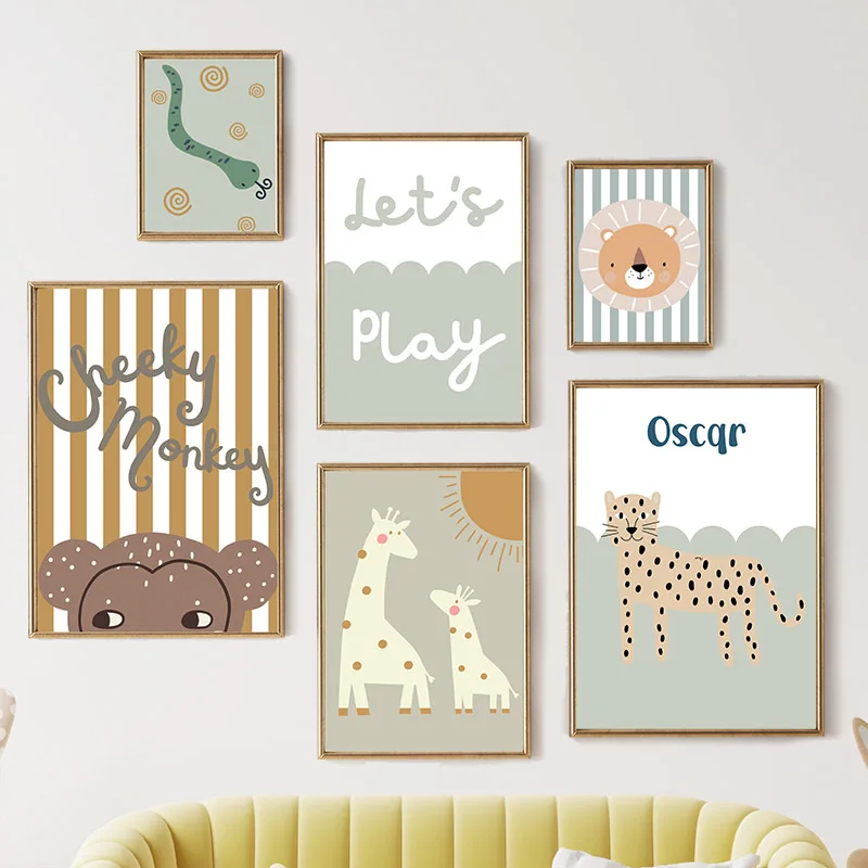 Cuadro sobre lienzo para pared - Baby Nursery Animal Pictures reseña y precio