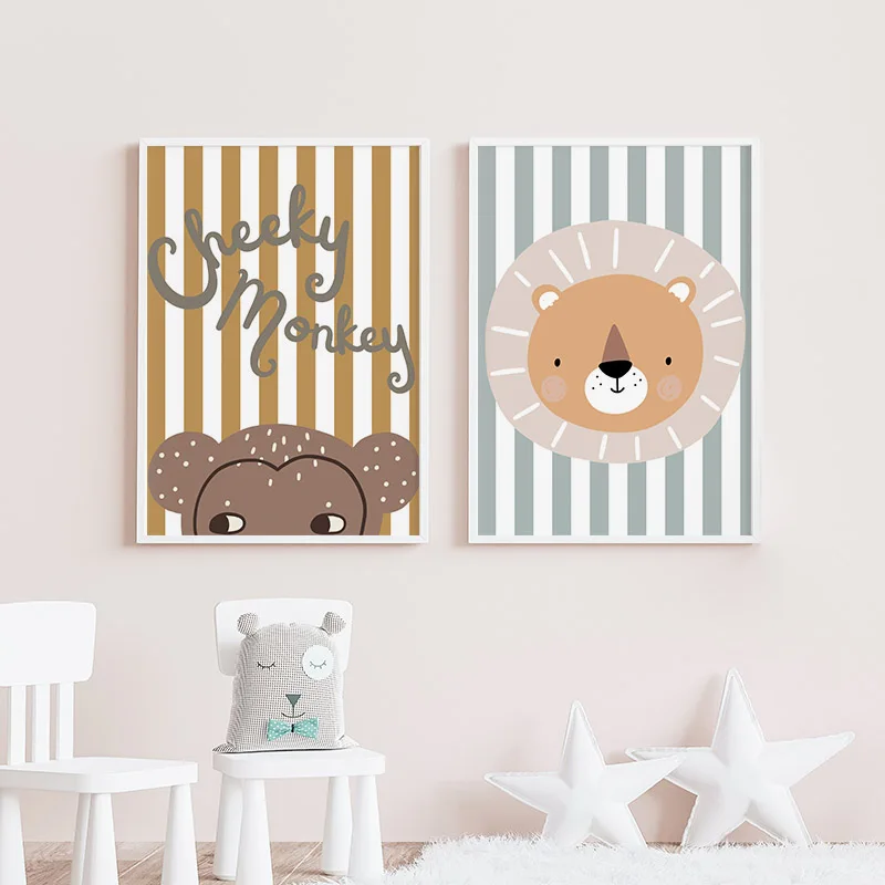 Cuadro sobre lienzo para pared - Baby Nursery Animal Pictures reseña y precio