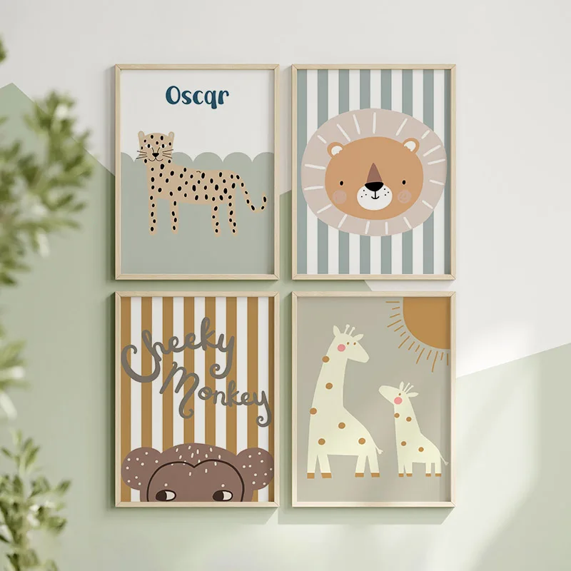 Cuadro sobre lienzo para pared - Baby Nursery Animal Pictures reseña y precio