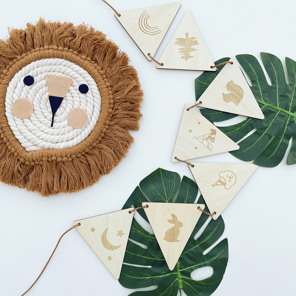 Bandera triangular de madera n - Baby Nursery Garland reseña y precio