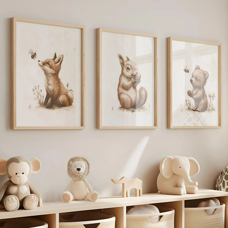 Póster de Animales: Oso, Conej - Baby Nursery Animal Pictures reseña y precio
