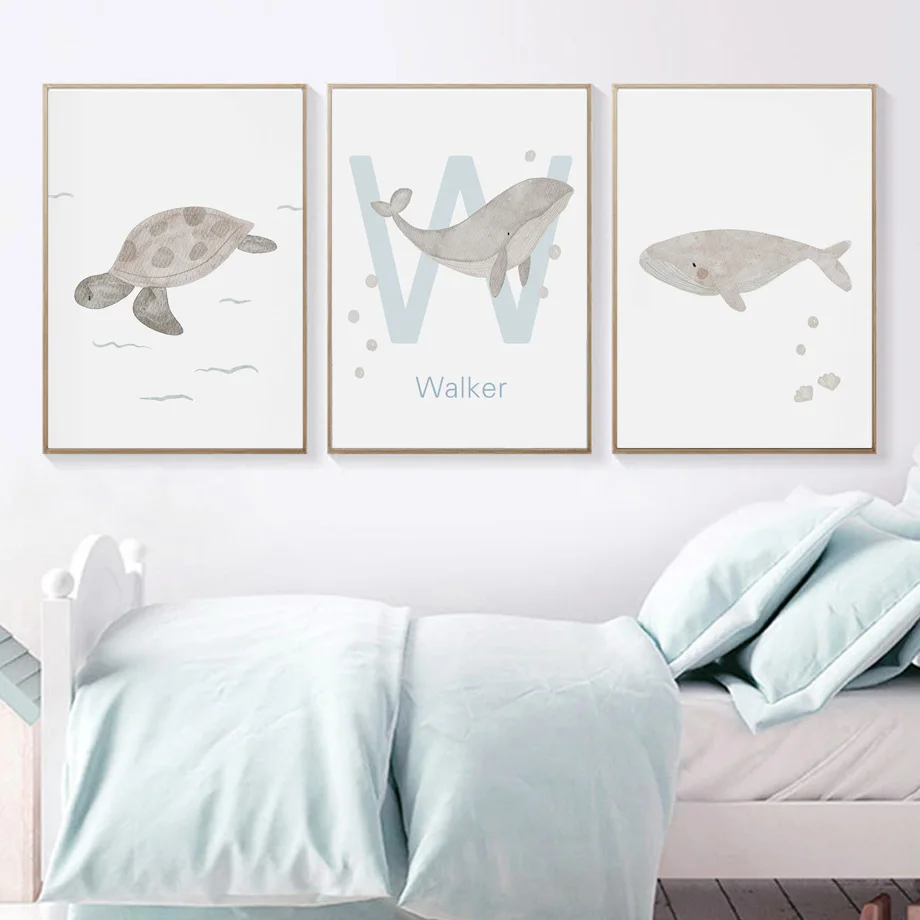 Nombre personalizado ballena p - Baby Nursery Animal Pictures reseña y precio